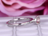 1ct Round Cut Peach Morganite Promise Wedding Engagement Ring 14k WhiteGold Over