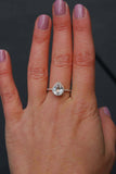 1ct Engagement Ring Pear Cut Diamond Round Accent Halo 14k Rose Gold Finish