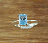 1ct Engagement Ring Radiant Cut Blue Topaz Solitaire 14k White Gold Finish