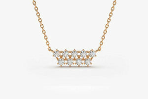 2ct Diamond Pendant with Chain Round Cut Brilliant Cluster 14k Rose Gold Finish