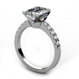 1.4ct Emerald Cut Diamond Accent Solitaire Engagement Ring 14k White Gold Finish