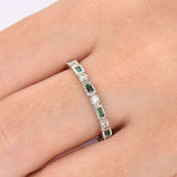 1ct Baguette Cut Green Emerald Stackable Eternity Women Band 14k White Gold Over