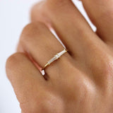 0.25ct Baguette Diamond Engagement Ring 14k Yellow Gold Finish Minimalist Dainty