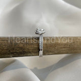 1.6ct Heart Cut Simulated Diamond Wedding Bridal Ring Halo 14k White Gold Plated