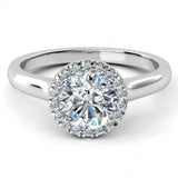 1ct Round Cut VVS1D Diamond Classic Halo Engagement Ring 14k White Gold Finish