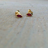 1ct Marquise Cut Pink Ruby Solitaire Bezel Stud Earrings 14k Yellow Gold Finish