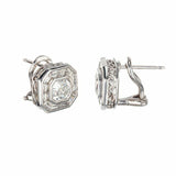 2.04ct Asscher Cut VVS1 Diamond Art Deco Halo Stud Earrings 14k WhiteGold Finish