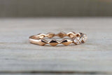 1.2ct Round Cut Diamond Wedding Band Thin Minimalist Petite 14k Rose Gold Finish