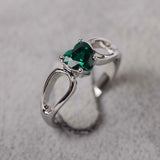 1ct Engagement Ring Heart Cut Green Emerald Split Shank 14k White Gold Finish