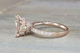 2ct Cushion Cut Peach Morganite Engagement Ring 14k Rose Gold Finish Hidden Halo