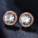 2ct Round Cut VVS1D Diamond Halo Solitaire Stud Earrings 14k Rose Gold Finish