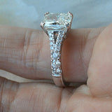 2.1ct Radiant Cut VVS1 Diamond Engagement Ring Split Shank 14k White Gold Finish