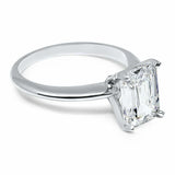 2ct Emerald Cut Diamond Engagement Ring Solitaire Promise 14k White Gold Finish