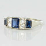 1.69ct Emerald Cut Blue Sapphire Engagement Ring Art Deco 14k White Gold Finish