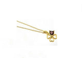 0.75ct Heart Cut Red Garnet Flower Heart Pendant 14k Yellow Gold Finish NO CHAIN