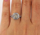 4Ct Cushion Diamond Halo Milgrain Vintage Engagement Ring 14K White Gold Finish