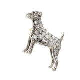 3.5ct Round Cut VVS1D Diamond Pointer Dog Pin Brooch 14K White Gold Finish