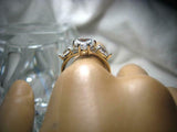 Pear Accents Trilogy Engagement Ring 2ct Heart Cut Diamond 14k White Gold Finish