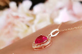 2ct Heart Cut Pink Ruby Halo Cluster Pendant with Chain 14k Rose Gold Finish