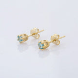 0.5ct Stud Earrings Round Cut Blue Topaz Solitaire Design 14k Yellow Gold Finish