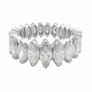 6Ct Graduated Marquise Cut Diamond Eternity Wedding Band 14K White Gold Finish