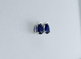 1.4ct Stud Earrings Pear Cut Blue Sapphire Solitaire Design 14k WhiteGold Finish