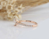 1.2ct Round Cut Diamond Engagement Ring Solitaire with Accent 14k Rose Gold Over