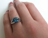 2ct Engagement Ring Round Cut London Blue Topaz Split Shank 14k White Gold Over