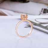 1.5ct Round Cut Peach Morganite Engagement Ring Halo Solitaire 14k RoseGold Over