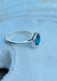 1.7ct Round Cut London Blue Topaz Hexagon Solitaire Ring 14k White Gold Finish