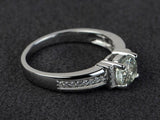 1.6ct Engagement Ring Round Cut Diamond Art Deco Design 14k White Gold Finish