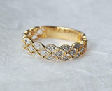 2ct Round Cut Diamond Wedding Band Open Filigree Milgrain 14k Yellow Gold Finish