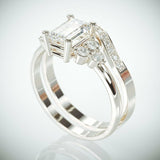 4Ct Emerald Cut Diamond Bridal Set Engagement Ring Band 14K White Gold Finish