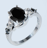 1Ct Oval Cut Black Diamond Elegant Solitaire Engagement Ring 14K White Gold Over