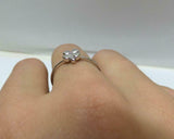 0.1ct Engagement Ring Round Cut Diamond Flower Minimalist 14k White Gold Finish