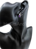 1ct Radiant Simulated Amethyst Geometric Drop Earrings 14k White Gold Plated