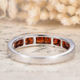 2ct Princess Cut Red Garnet Channel Set Half Eternity Band 14k White Gold Finish