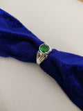 2.2ct Round Cut Green Emerald Bezel Set Solitaire Ring 14k White Gold Finish