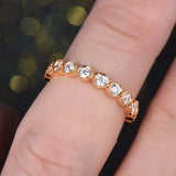 2.5ct Round Cut Diamond Wedding Band Bezel Set Full Eternity 14k Rose Gold Over