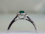 2.2ct Engagement Ring Cushion Green Emerald Split Shank Halo 14k White Gold Over