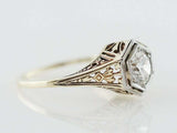 1.2ct Round Cut Diamond Engagement Ring Filigree Vintage 14k White Gold Finish