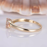 1ct Round Cut Peach Morganite Solitaire Engagement Ring 14k Yellow Gold Finish