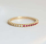 1ct Round Cut Pink Ruby Wedding Band Ring 14k Yellow Gold Finish Full Eternity