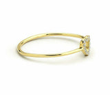 0.2ct Engagement Ring Round Cut Diamond Open Heart Shaped 14k Yellow Gold Finish