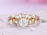 1.5ct Round Cut Diamond Engagement Ring Curved Bridal Set 14k Yellow Gold Finish