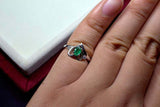 1ct Engagement Ring Oval Green Emerald Bypass Style Heart 14k White Gold Finish