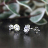 Rope Shape Solitaire Stud Earrings 0.5ct Round Cut Diamond 14k White Gold Finish