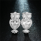 2Ct Pear Brilliant Diamond Lucky Owl Drop Earrings Women 14K White Gold Finish