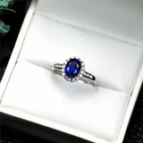 2ct Oval Cut Blue Sapphire Diamond Floral Halo Solitaire Ring 14k WhiteGold Over