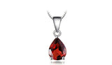 1.2ct Red Garnet Pendant Pear Cut Solitaire 14k White Gold Finish NO CHAIN